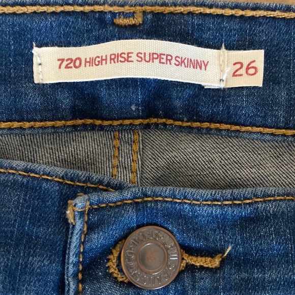 NWOT Levi’s 720 High Rise Super Skinny Blue Jeans size 26 - Picture 3 of 6